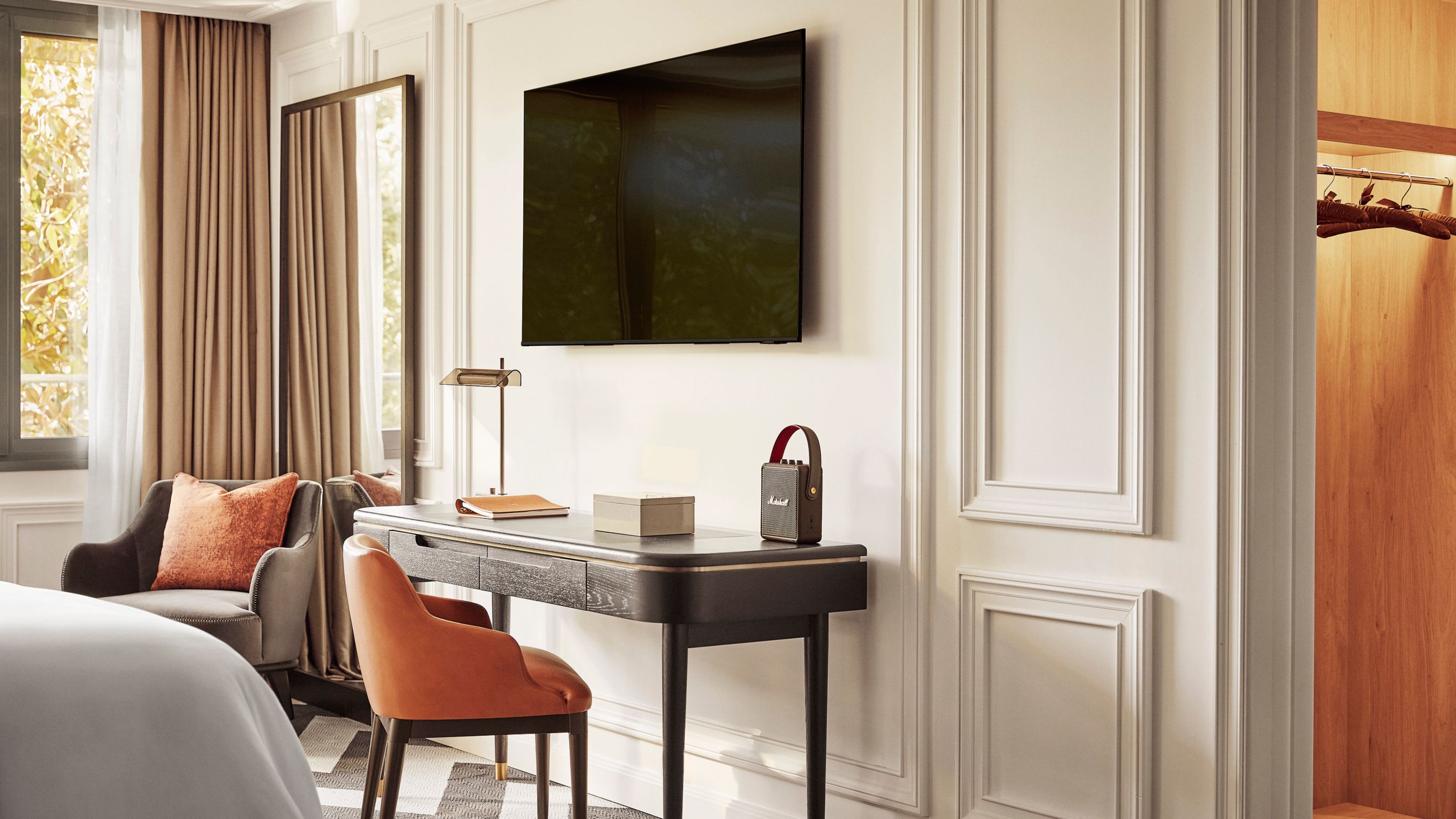 junior suite in room closet rosewood villa magna madrid hotel